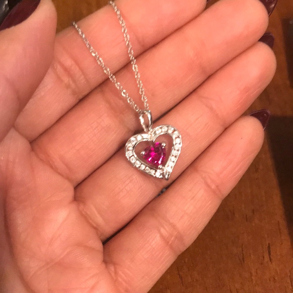 Sterling Silver And Ruby Heart Pendant - image 2